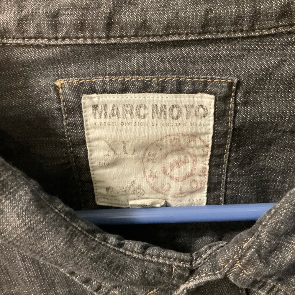 Marc Moto Classic Blue Denim Button-Down Shirt - Picture 2 of 9